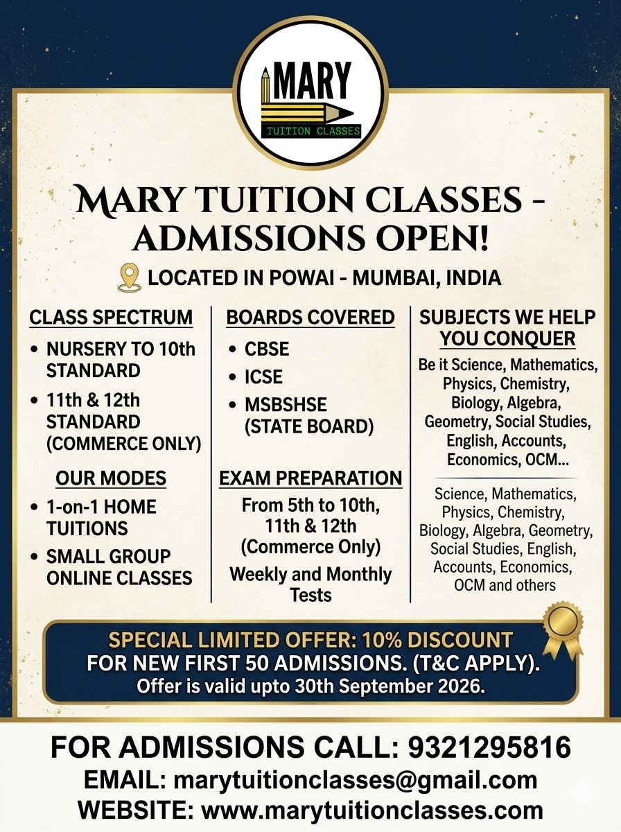 Mary Tuition Classes. — Coding & Robotics in Andheri East